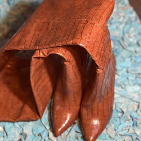 Brown croc knee high boots - Picture 3 of 4